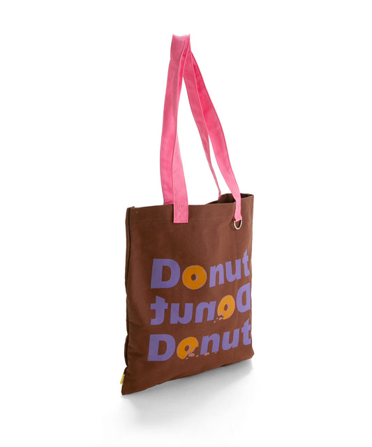 AMERICA Donut トートバッグ BROWN|A4収納 コットンプリントトート