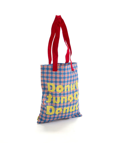 AMERICA Donut トートバッグ BLUE CHECK｜A4対応 コットントート
