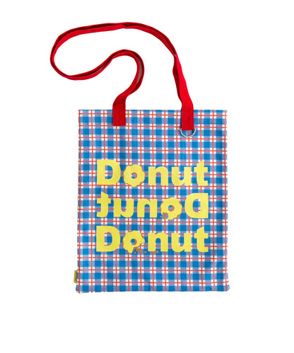 AMERICA Donut トートバッグ BLUE CHECK｜A4対応 コットントート