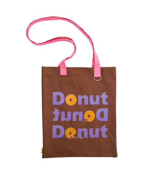 AMERICA Donut トートバッグ BROWN｜A4収納 コットンプリントトート