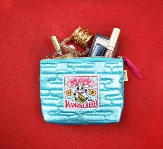 日本招き猫メタリックポーチ